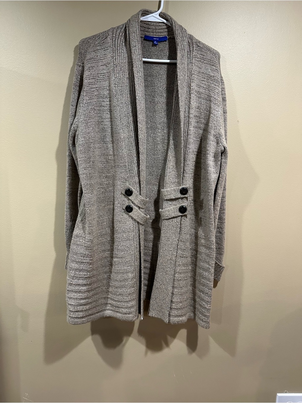 Apt. 9 Taupe Open-Front Shawl Collar Cardigan